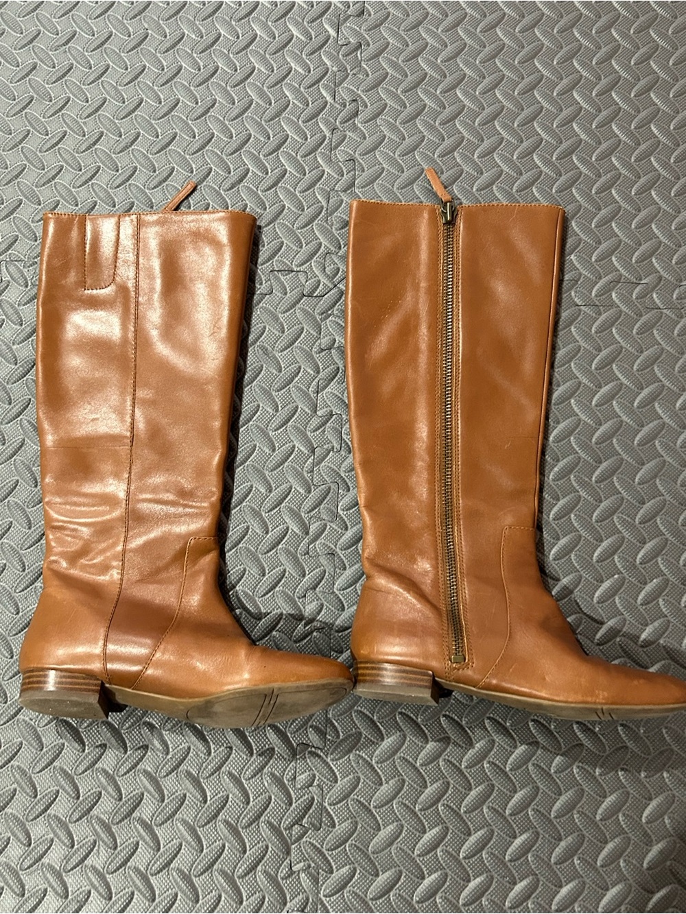 NINE WEST Classic Tan Tall Leather Riding Boots